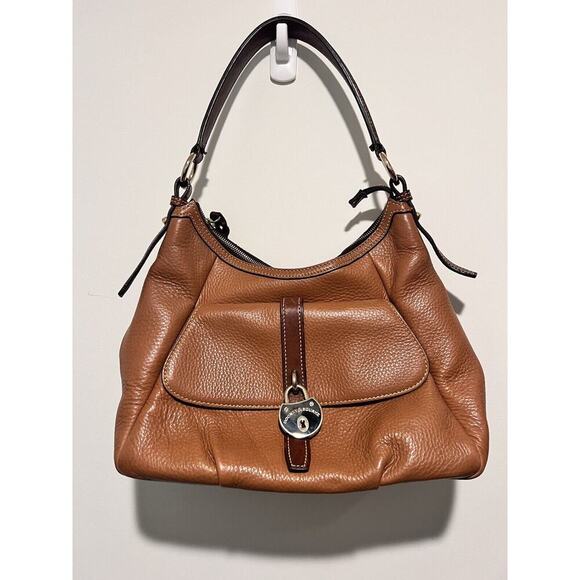 Dooney Bourke Samba Collection Caramel Brown Pebbled Leather Hobo Shoulder Bag - Picture 1 of 3